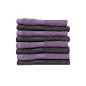 Zero Twist Cotton Face Towel| Pack of 8| GSM 550| Size: 12"x12"| Men's Women's &amp; Kids Towel, Supersoft, High Absorbent| Color: Black &amp; Purple