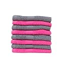 Zero Twist Cotton Face Towel| Pack of 8| GSM 550| Size: 12"x12"| Men's Women's &amp; Kids Towel, Supersoft, High Absorbent| Color: Pink &amp; Charcoal