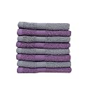 Zero Twist Cotton Face Towel| Pack of 8| GSM 550| Size: 12"x12"| Men's Women's &amp; Kids Towel, Supersoft, High Absorbent| Color: Purple &amp; Charcoal