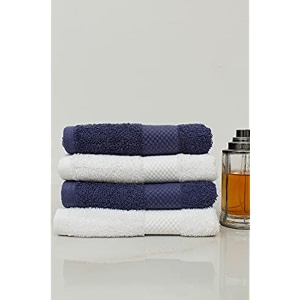 zero twist cotton hand towel pack of 4 gsm 550 size 1634x2734 men39s women39s amp kids towel supersoft high absorbent color white amp navy