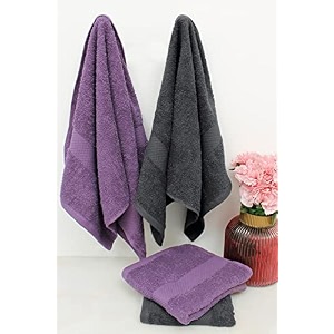 zero twist cotton hand towel pack of 4 gsm 550 size 1634x2734 men39s women39s amp kids towel supersoft high absorbent color black amp purple