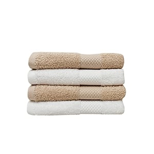 zero twist cotton hand towel pack of 4 gsm 550 size 1634x2734 men39s women39s amp kids towel supersoft high absorbent color white amp beige