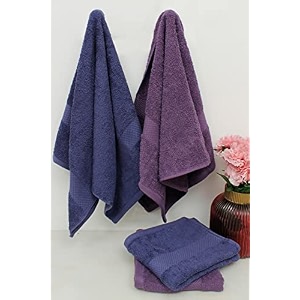 zero twist cotton hand towel pack of 4 gsm 550 size 1634x2734 men39s women39s amp kids towel supersoft high absorbent color purple amp navy