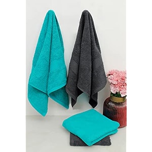 zero twist cotton hand towel pack of 4 gsm 550 size 1634x2734 men39s women39s amp kids towel supersoft high absorbent color black amp turquoise