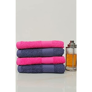 zero twist cotton hand towel pack of 4 gsm 550 size 1634x2734 men39s women39s amp kids towel supersoft high absorbent color pink amp navy