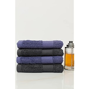 zero twist cotton hand towel pack of 4 gsm 550 size 1634x2734 men39s women39s amp kids towel supersoft high absorbent color black amp navy
