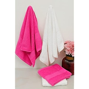 zero twist cotton hand towel pack of 4 gsm 550 size 1634x2734 men39s women39s amp kids towel supersoft high absorbent color white amp pink