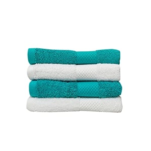 zero twist cotton hand towel pack of 4 gsm 550 size 1634x2734 men39s women39s amp kids towel supersoft high absorbent color white amp turquoise