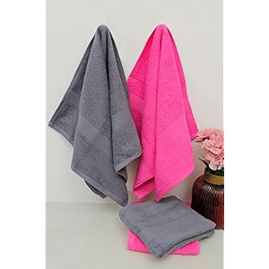 zero twist cotton hand towel pack of 4 gsm 550 size 1634x2734 men39s women39s amp kids towel supersoft high absorbent color pink amp charcoal