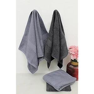 zero twist cotton hand towel pack of 4 gsm 550 size 1634x2734 men39s women39s amp kids towel supersoft high absorbent color black amp charcoal