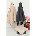 Zero Twist Cotton Hand Towel| Pack of 4| GSM 550| Size: 16"x27"| Men's Women's &amp; Kids Towel, Supersoft, High Absorbent| Color: Black &amp; Beige