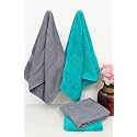 Zero Twist Cotton Hand Towel| Pack of 4| GSM 550| Size: 16"x27"| Men's Women's &amp; Kids Towel, Supersoft, High Absorbent| Color: Turquoise &amp; Charcoal