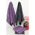 Zero Twist Cotton Hand Towel| Pack of 4| GSM 550| Size: 16"x27"| Men's Women's &amp; Kids Towel, Supersoft, High Absorbent| Color: Black &amp; Purple