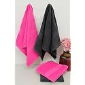 Zero Twist Cotton Hand Towel| Pack of 4| GSM 550| Size: 16"x27"| Men's Women's &amp; Kids Towel, Supersoft, High Absorbent| Color: Black &amp; Pink