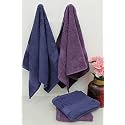 Zero Twist Cotton Hand Towel| Pack of 4| GSM 550| Size: 16"x27"| Men's Women's &amp; Kids Towel, Supersoft, High Absorbent| Color: Purple &amp; Navy