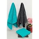 Zero Twist Cotton Hand Towel| Pack of 4| GSM 550| Size: 16"x27"| Men's Women's &amp; Kids Towel, Supersoft, High Absorbent| Color: Black &amp; Turquoise