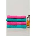Zero Twist Cotton Hand Towel| Pack of 4| GSM 550| Size: 16"x27"| Men's Women's &amp; Kids Towel, Supersoft, High Absorbent| Color: Pink &amp; Turquoise