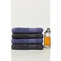 Zero Twist Cotton Hand Towel| Pack of 4| GSM 550| Size: 16"x27"| Men's Women's &amp; Kids Towel, Supersoft, High Absorbent| Color: Black &amp; Navy