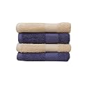 Zero Twist Cotton Hand Towel| Pack of 4| GSM 550| Size: 16"x27"| Men's Women's &amp; Kids Towel, Supersoft, High Absorbent| Color: Beige &amp; Navy