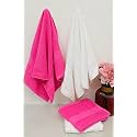 Zero Twist Cotton Hand Towel| Pack of 4| GSM 550| Size: 16"x27"| Men's Women's &amp; Kids Towel, Supersoft, High Absorbent| Color: White &amp; Pink