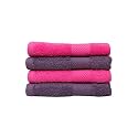 Zero Twist Cotton Hand Towel| Pack of 4| GSM 550| Size: 16"x27"| Men's Women's &amp; Kids Towel, Supersoft, High Absorbent| Color: Pink &amp; Purple