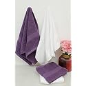 Zero Twist Cotton Hand Towel| Pack of 4| GSM 550| Size: 16"x27"| Men's Women's &amp; Kids Towel, Supersoft, High Absorbent| Color: White &amp; Purple