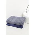 Zero Twist Cotton Large Bath Towel| Pack of 2| GSM 500| Size: 27"x51" | Men's Women's &amp; Kids Towel, Supersoft, High Absorbent| Color: Charcoal &amp; Navy