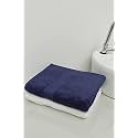 Zero Twist Cotton Large Bath Towel| Pack of 2| GSM 500| Size: 27"x51" | Men's Women's &amp; Kids Towel, Supersoft, High Absorbent| Color: White &amp; Navy