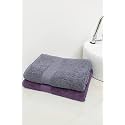 Zero Twist Cotton Large Bath Towel| Pack of 2| GSM 500| Size: 27"x51" | Men's Women's &amp; Kids Towel, Supersoft, High Absorbent| Color: Purple &amp; Charcoal
