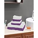 Value Cottton Towel Set|Set of 8|100% Cotton| Color: White &amp; Purple