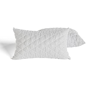 avi premium quilted bed pillows for sleeping microfiber filler soft amp luxurious for side and back sleepers set of 2 standard size 17 x 27 inch white