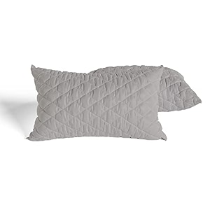 avi premium quilted bed pillows for sleeping microfiber filler soft amp luxurious for side and back sleepers set of 2 standard size 17 x 27 inch grey