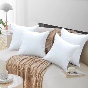 avi soft amp fluffy micorfiber filled hotel quality premium cushions filler set of 4 16 x 16 inch decorative cushion for sofa bed throw pillow insert office white