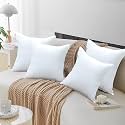 AVI Soft &amp; Fluffy Micorfiber Filled Hotel Quality Premium Cushions Filler Set of 4, 16 x 16 Inch, Decorative Cushion for Sofa, Bed, Throw Pillow Insert, Office (White)