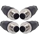 Aviation Connector Plug,Lonlonty 4 Pcs 12mm 8 Pin Thread Male Socket Panel Aviation Wire Connector IP67 M12 8 Pin Circular Aviation Connector Plug