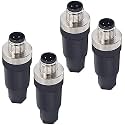Aviation Connector Plugs,Lonlonty 12mm 4-Pin Male Aviation Wire Connector Plug, AC 250V 5A IP67 M12 Chassis Connector Socket,Pack of 4