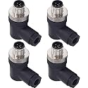 Aviation Connector Plugs,Lonlonty 12mm 5-Pin Male Aviation Wire Connector Plug,AC 250V 5A IP67 M12 Right Angle Chassis Connector Socket, Pack of 4