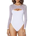 Avidlove Bodysuits for Women Round Neck Long Sleeve Mesh Bodysuit