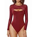 Avidlove Bodysuits for Women Round Neck Long Sleeve Mesh Bodysuit