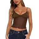Avidlove Bralettes for Women Mesh Tank Top Slim Y2K Camisole See Through Sheer Bralette Party Club Top