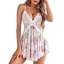 Avidlove Lace Babydoll Lingerie Sexy Mesh Exotic Chemise Sleepwer Side Slit