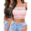 Avidlove Lace Bralette for Women High Neck Camisoles Racerback Double-Layered Crop Top