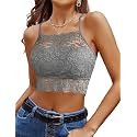 Avidlove Lace Bralette for Women High Neck Camisoles Racerback Double-Layered Crop Top