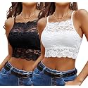Avidlove Lace Bralette for Women High Neck Camisoles Racerback Double-Layered Crop Top