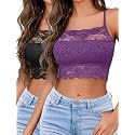 Avidlove Lace Bralette for Women High Neck Camisoles Racerback Double-Layered Crop Top