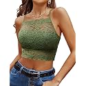 Avidlove Lace Bralette for Women High Neck Camisoles Racerback Double-Layered Crop Top