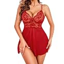 Avidlove Lingerie for Women Lace Babydoll Chemise Sheer Mesh Nightgown