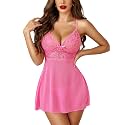 Avidlove Lingerie for Women Lace Babydoll Chemise Sheer Mesh Nightgown