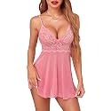 Avidlove Lingerie for Women Lace Babydoll Chemise Sheer Mesh Nightgown