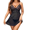 Avidlove Lingerie for Women Lace Babydoll Chemise Sheer Mesh Nightgown